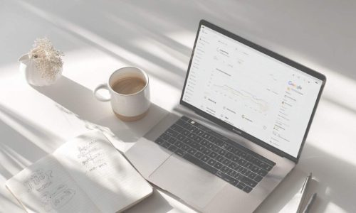 Laptop displaying analytics and data visualization for business insights.